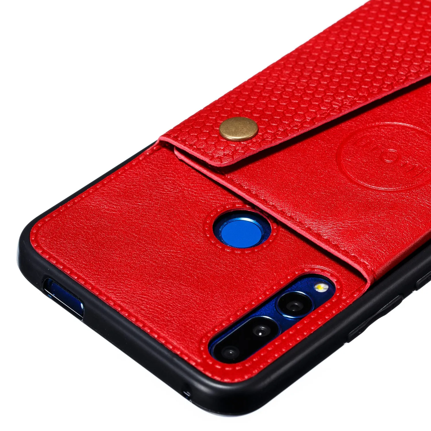 For HUAWEI Y9 prime 2019 PU Leather Shockproof Cell Phone Case Anti-dust Phone Case with Double Buckle Card Slot Pocket  red
