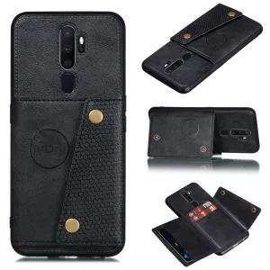 For OPPO A9 2020/Realme XT/Reno 2 Mobile Phone Shell Classic Textured Pattern Buckle Closure Design Anti-fall Smartphone Case  black