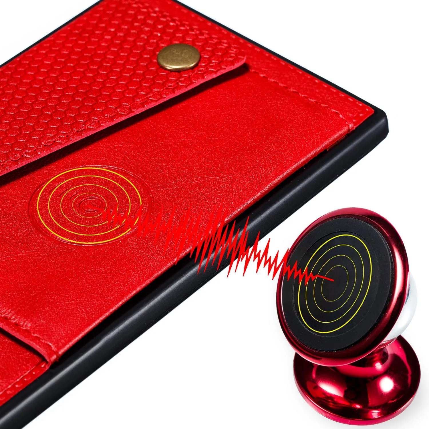 For OPPO A9 2020/Realme XT/Reno 2 Mobile Phone Shell Classic Textured Pattern Buckle Closure Design Anti-fall Smartphone Case  red