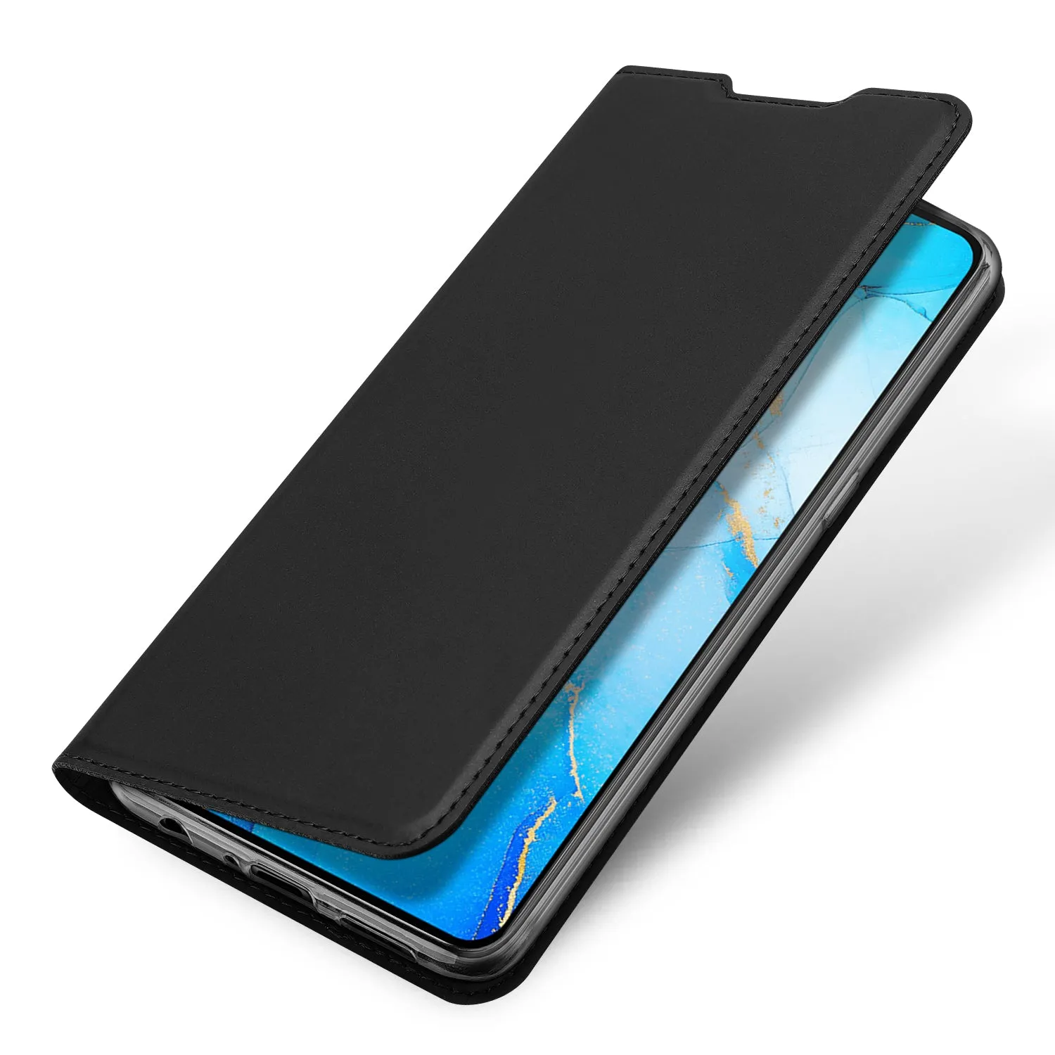 For OPPO Reno 3/3 Pro/ 3 pro 4G Case Magnetic Closure Card Slots Cellphone Cover Screen Protector Stand Available Leather Shell black
