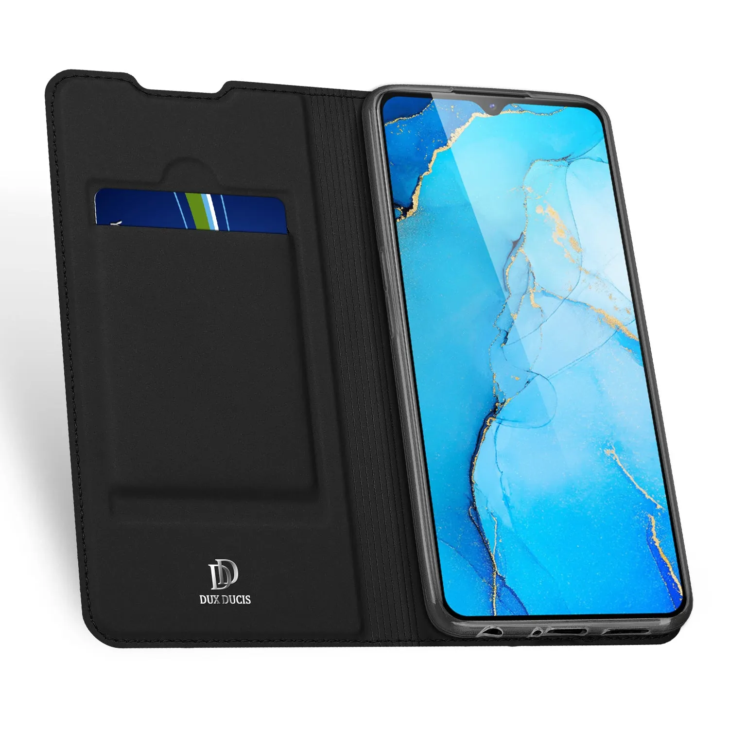 For OPPO Reno 3/3 Pro/ 3 pro 4G Case Magnetic Closure Card Slots Cellphone Cover Screen Protector Stand Available Leather Shell black