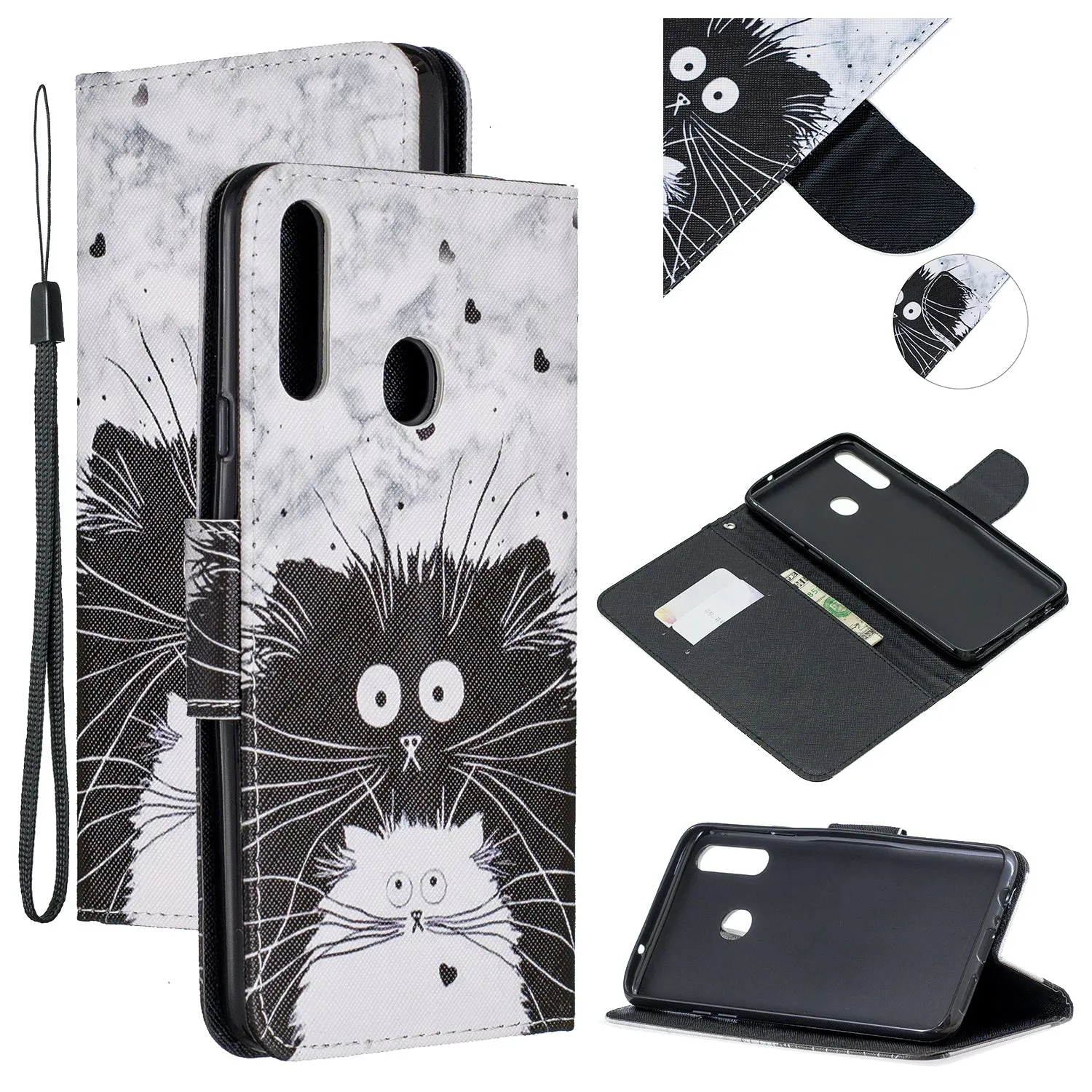 For Samsung A10S/A20S Smartphone Case PU Leather Phone Shell Lovely Cartoon Pattern Card Slots Overall Protection Ice cream unicorn