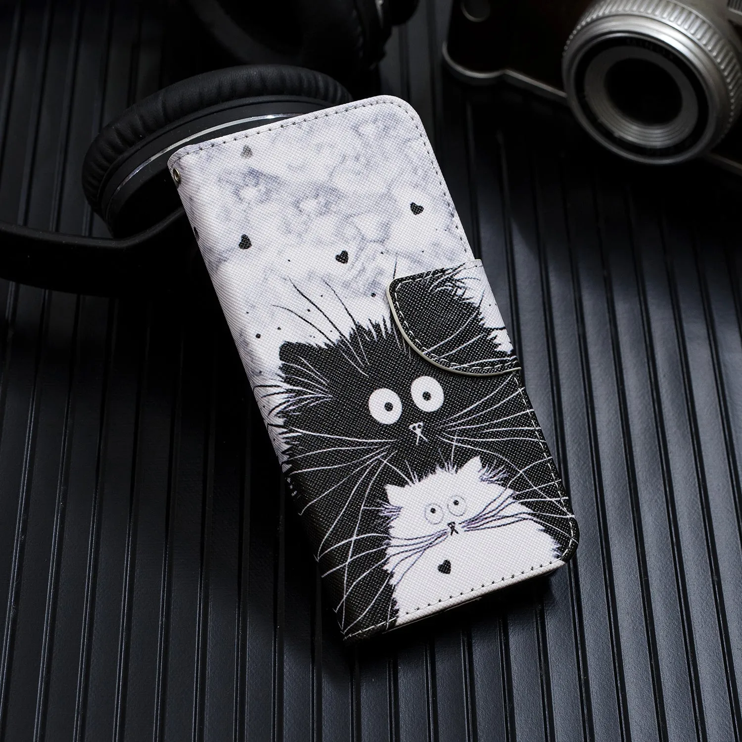For Samsung A10S/A20S Smartphone Case PU Leather Phone Shell Lovely Cartoon Pattern Card Slots Overall Protection Ice cream unicorn