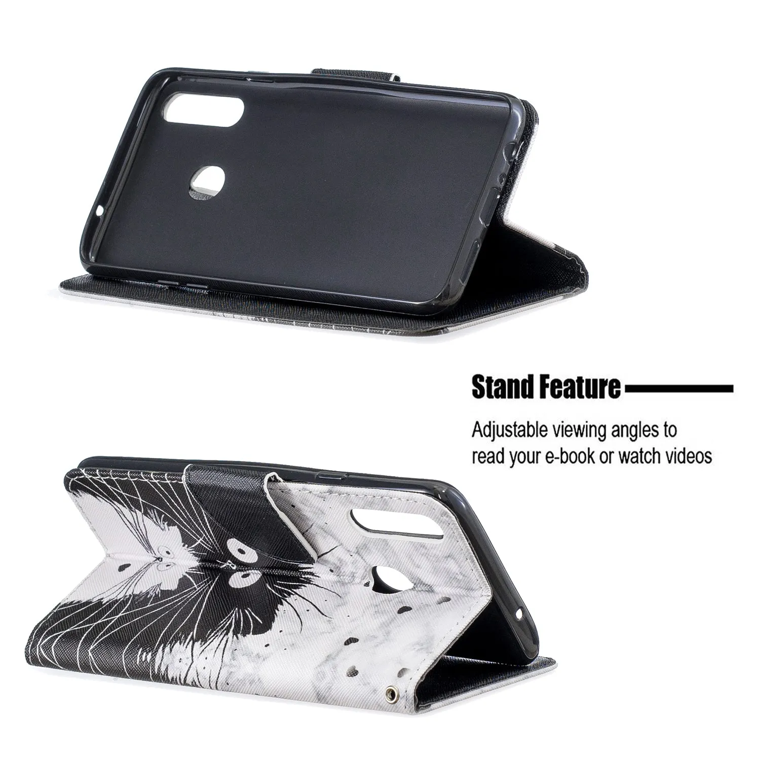 For Samsung A10S/A20S Smartphone Case PU Leather Phone Shell Lovely Cartoon Pattern Card Slots Overall Protection Ice cream unicorn