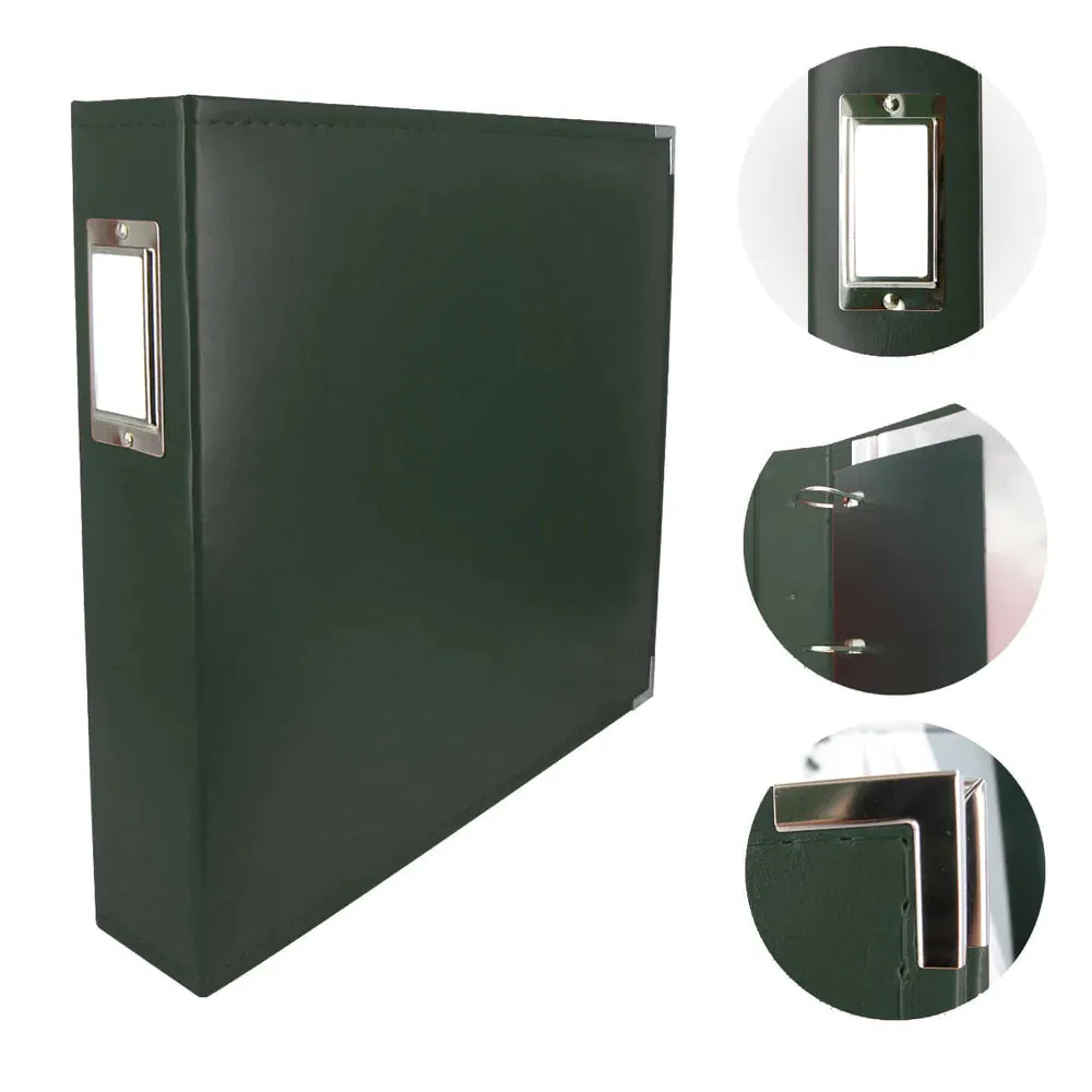 Forest Green (dark) Faux Leather 12x12 D Ring Album