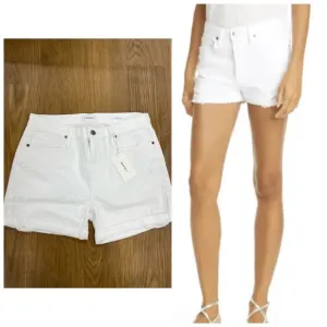 Frame Denim Le Beau Short Cuff Jean In Blanc Elsey size 26