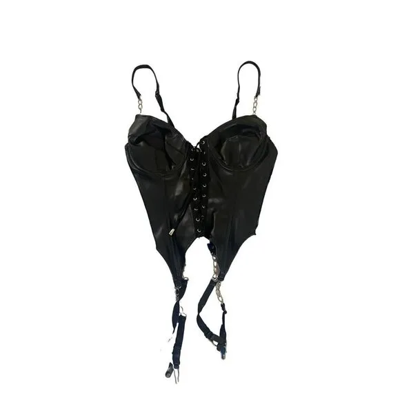 Fredericks Of Hollywood Women's Black Faux Leather Corset - 35
