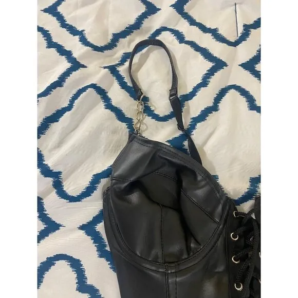 Fredericks Of Hollywood Women's Black Faux Leather Corset - 35