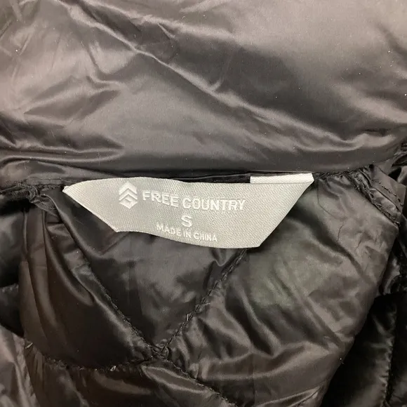 Free Country Quilted Down Puffer Jacket Black NWOT