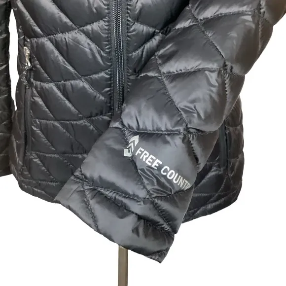 Free Country Quilted Down Puffer Jacket Black NWOT