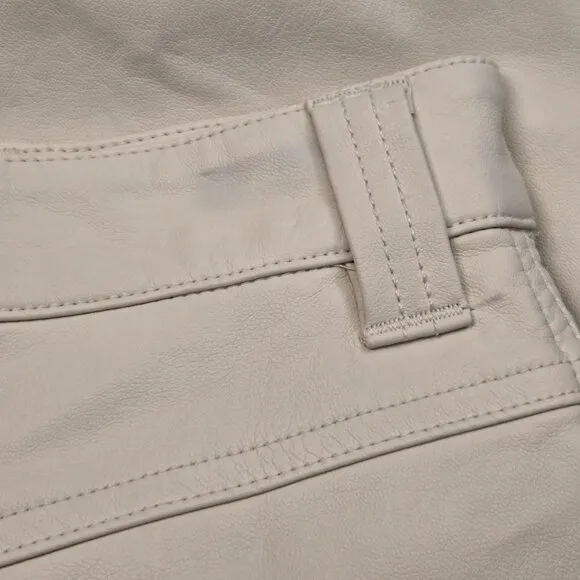 Free People City Slicker Faux Leather Maxi Skirt Zip Fly Boho Size 6 Cream