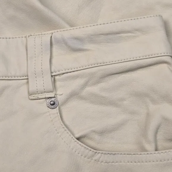 Free People City Slicker Faux Leather Maxi Skirt Zip Fly Boho Size 6 Cream
