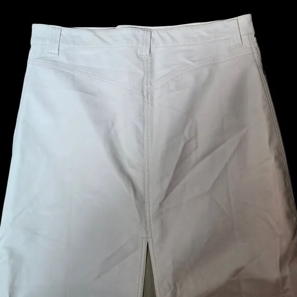 Free People City Slicker Faux Leather Maxi Skirt Zip Fly Boho Size 6 Cream