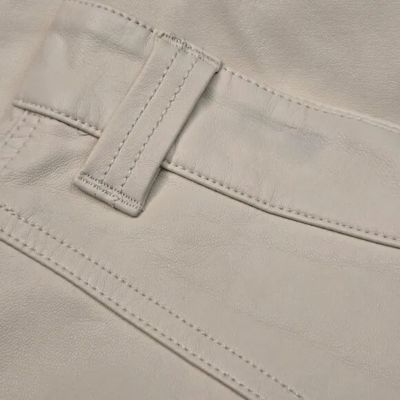 Free People City Slicker Faux Leather Maxi Skirt Zip Fly Boho Size 6 Cream