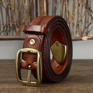 Genuine Leather Etched Feather Belt