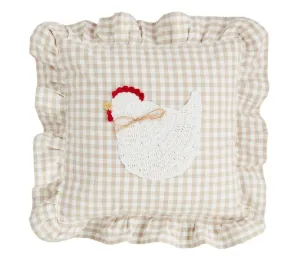 Gingham Crochet Chicken Pillow