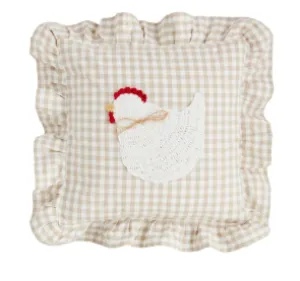 Gingham Crochet Chicken Pillow