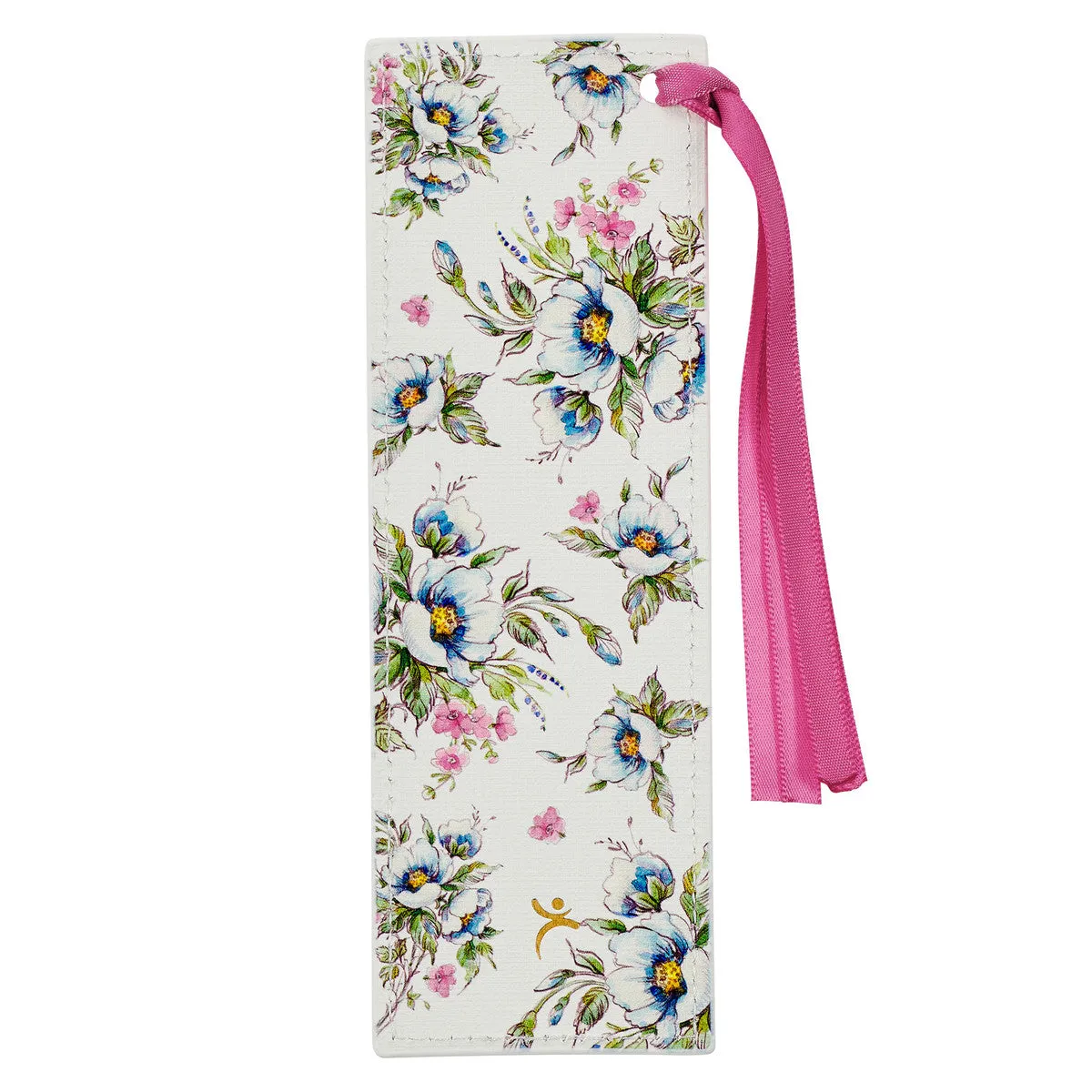 Give Thanks White Floral Faux Leather Page Marker