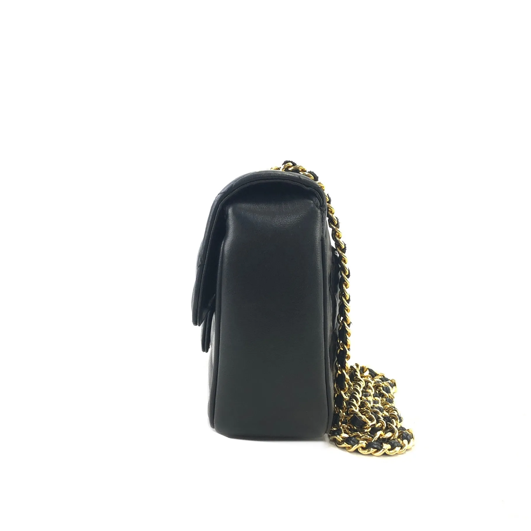 GIVENCHY Logo Motif Tassel Quilted Leather Shoulder bag Black Vintage cygn3n