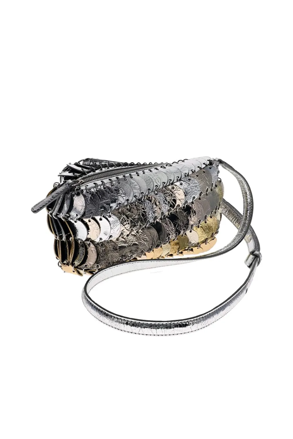 Gold Ombre Leather Disc Crossbody Bag
