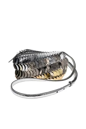 Gold Ombre Leather Disc Crossbody Bag