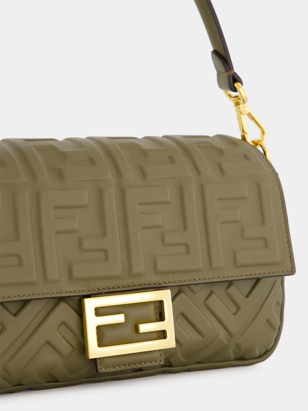 Green Baguette Nappa Leather Bag