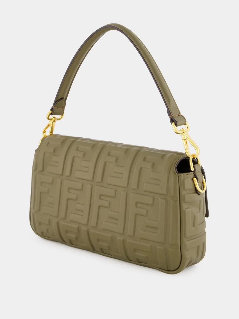 Green Baguette Nappa Leather Bag