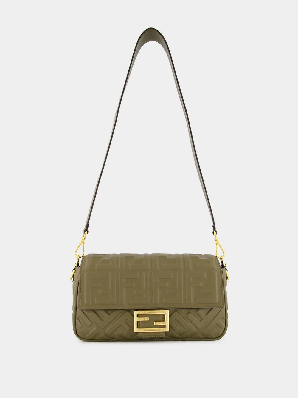 Green Baguette Nappa Leather Bag
