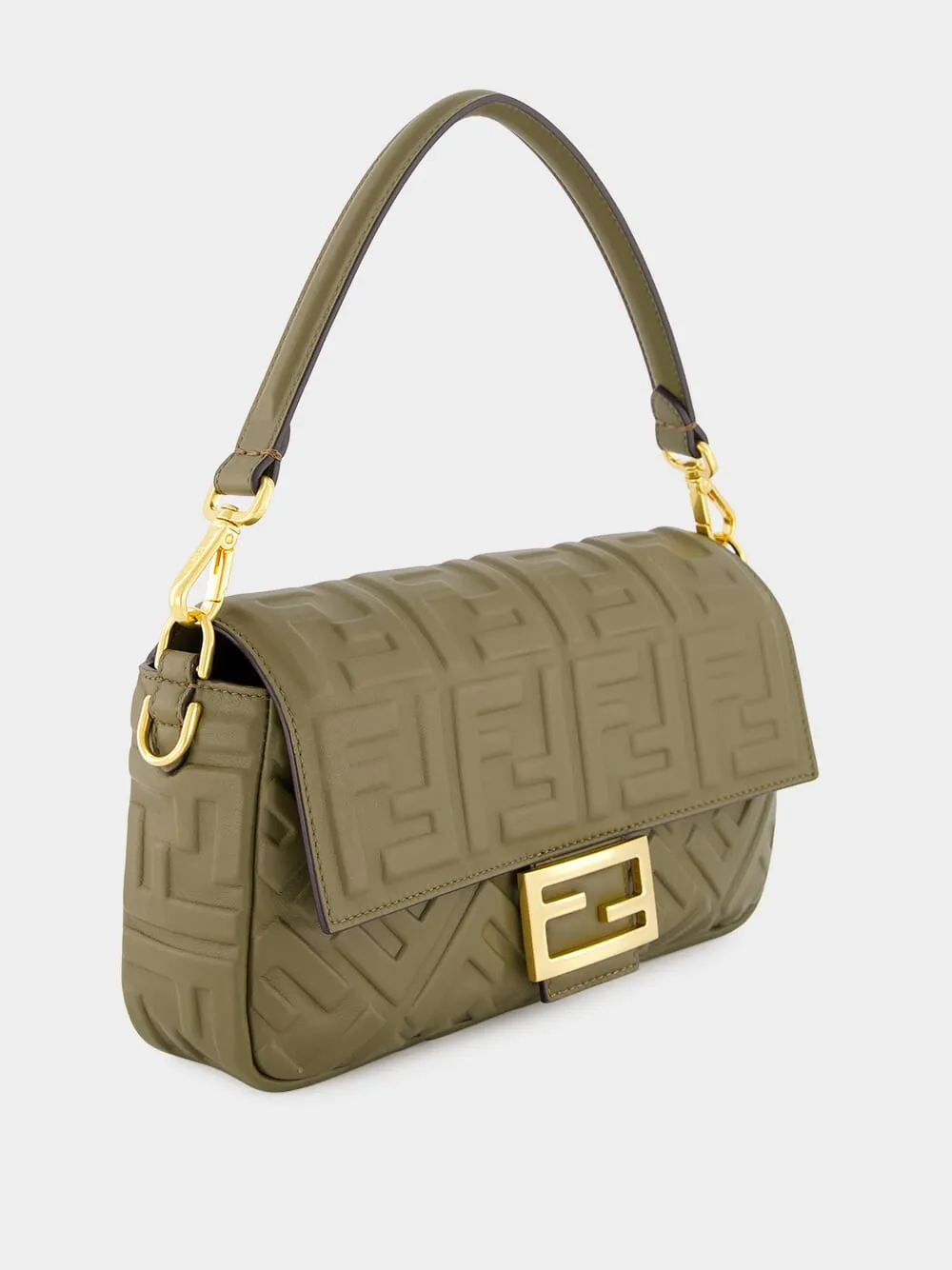 Green Baguette Nappa Leather Bag