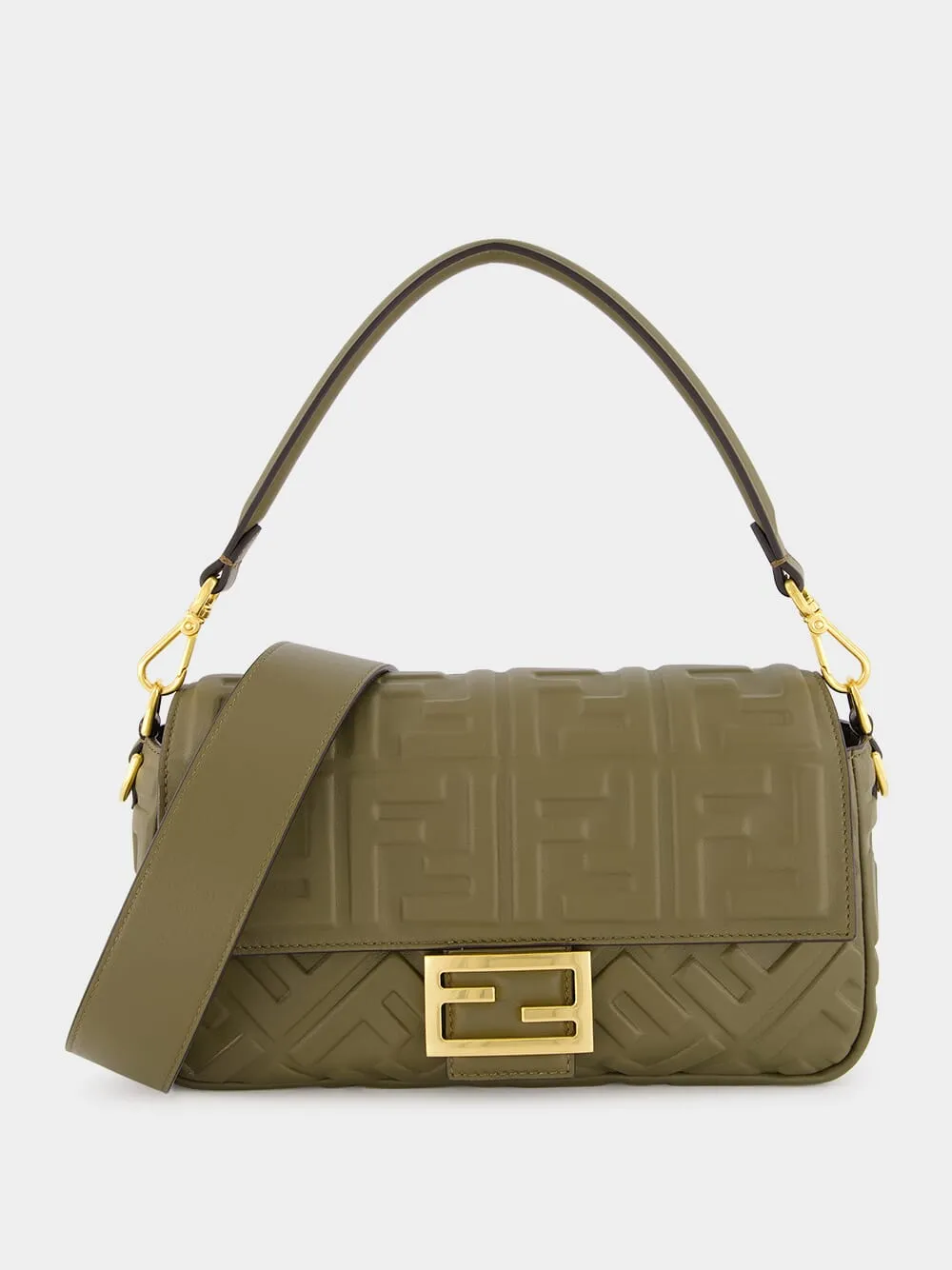 Green Baguette Nappa Leather Bag