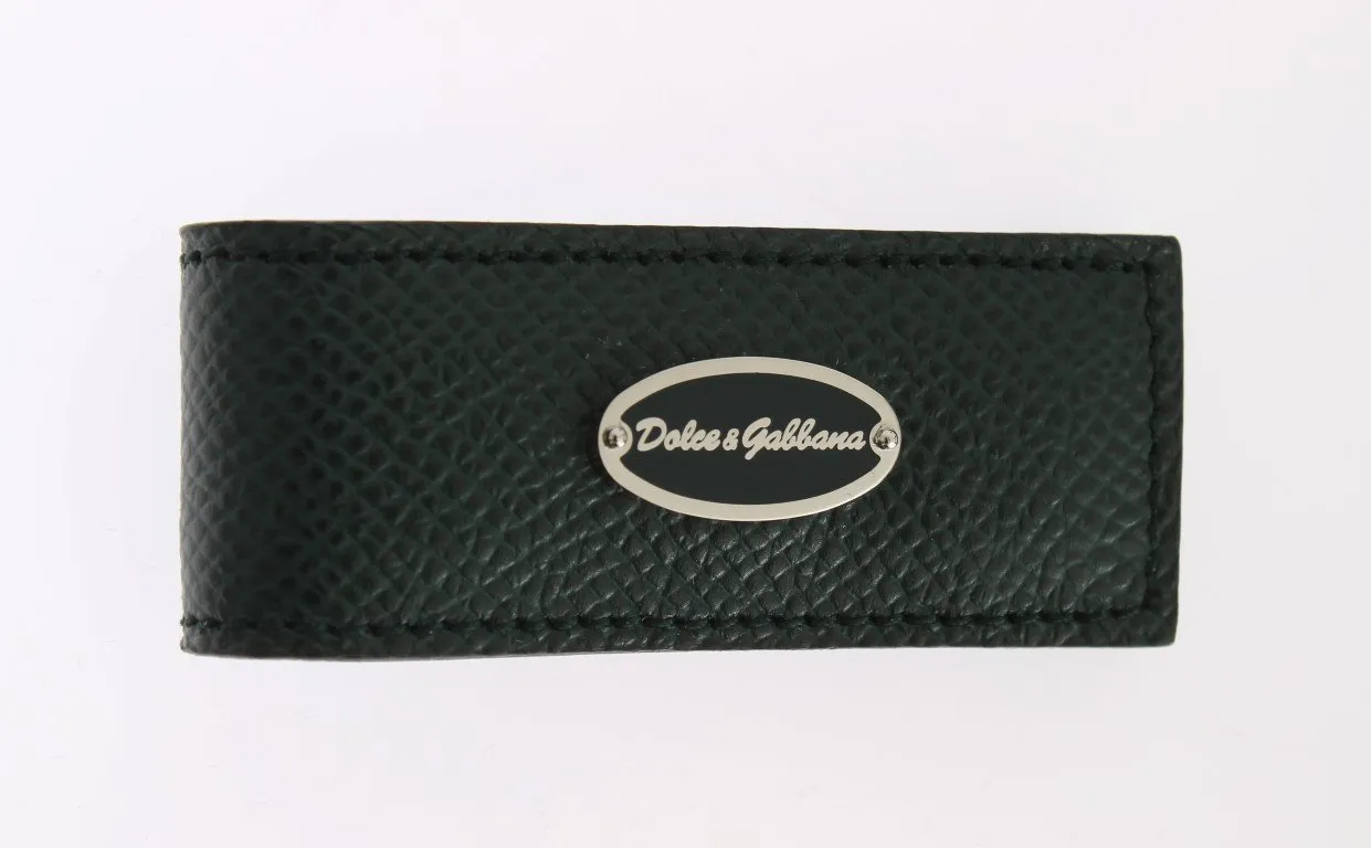 Green Leather Magnet Money Clip