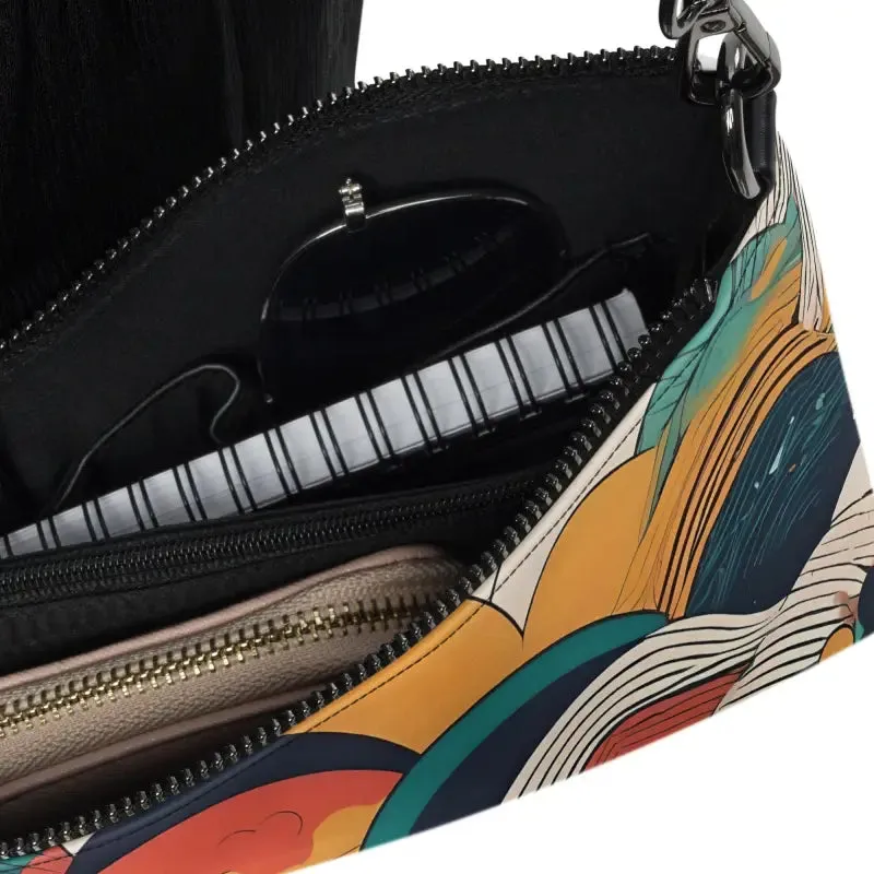 Groovy Retro Crossbody Bag Colored Abstract Pattern