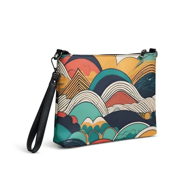 Groovy Retro Crossbody Bag Colored Abstract Pattern