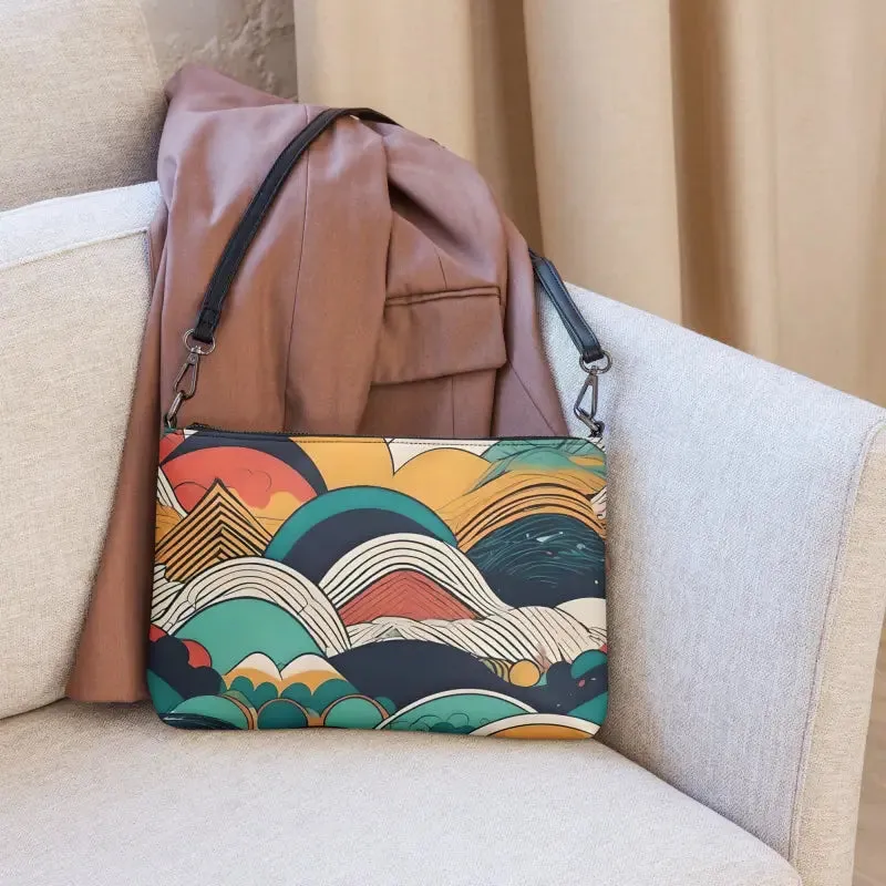Groovy Retro Crossbody Bag Colored Abstract Pattern