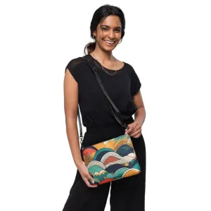 Groovy Retro Crossbody Bag Colored Abstract Pattern