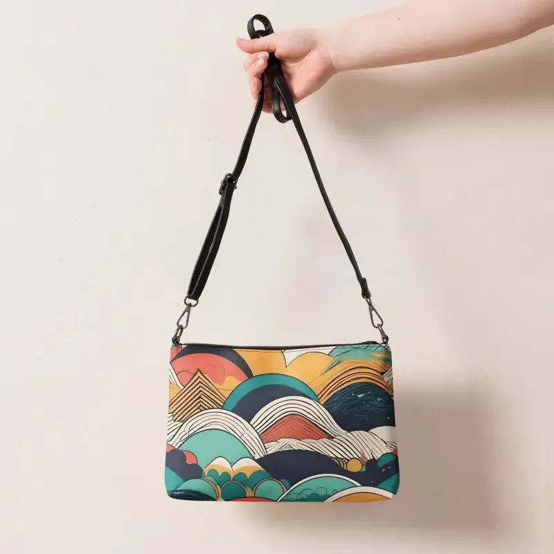 Groovy Retro Crossbody Bag Colored Abstract Pattern