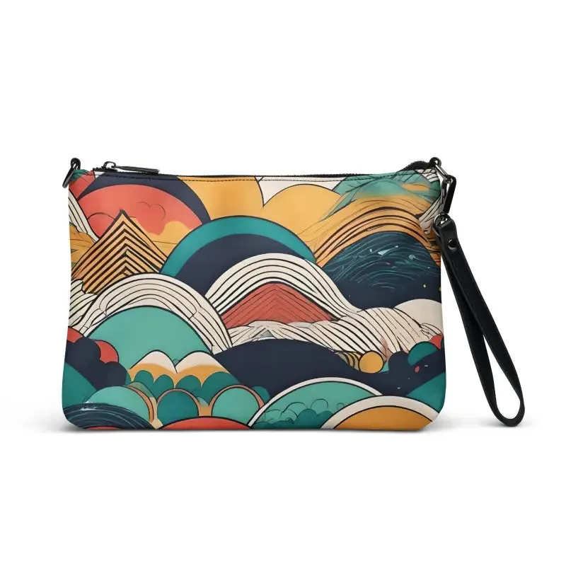 Groovy Retro Crossbody Bag Colored Abstract Pattern