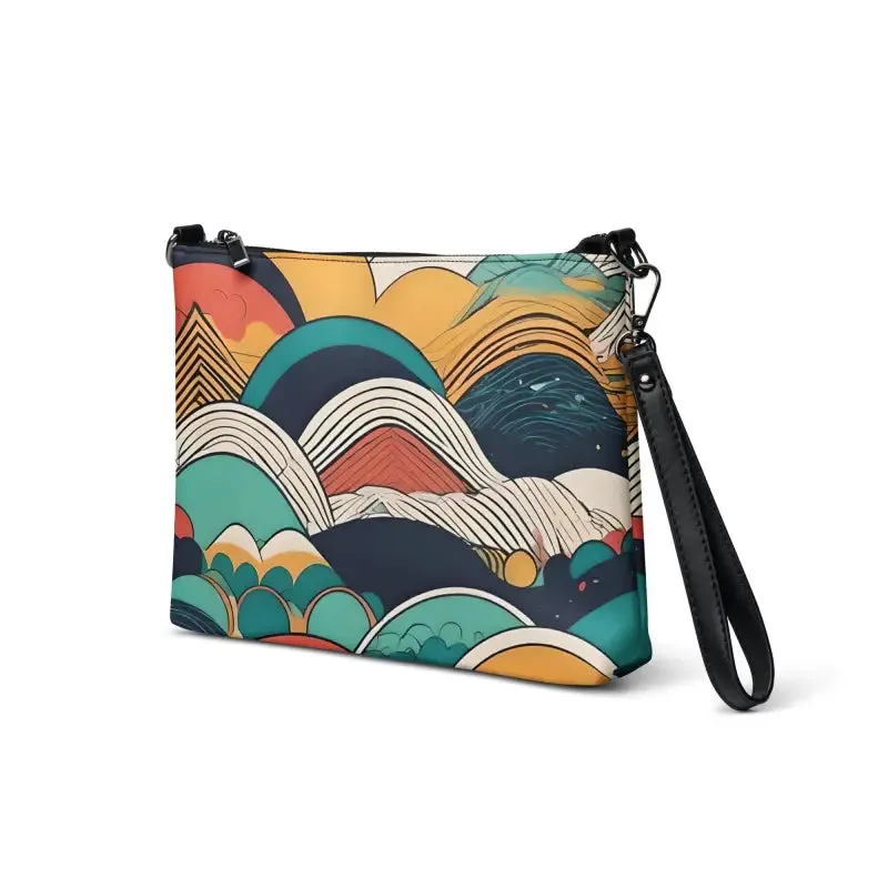 Groovy Retro Crossbody Bag Colored Abstract Pattern