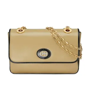 Gucci GG Motif Marina Shoulder Bag in Taupe