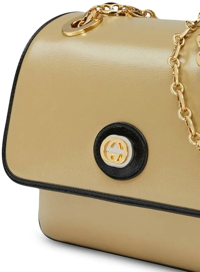 Gucci GG Motif Marina Shoulder Bag in Taupe