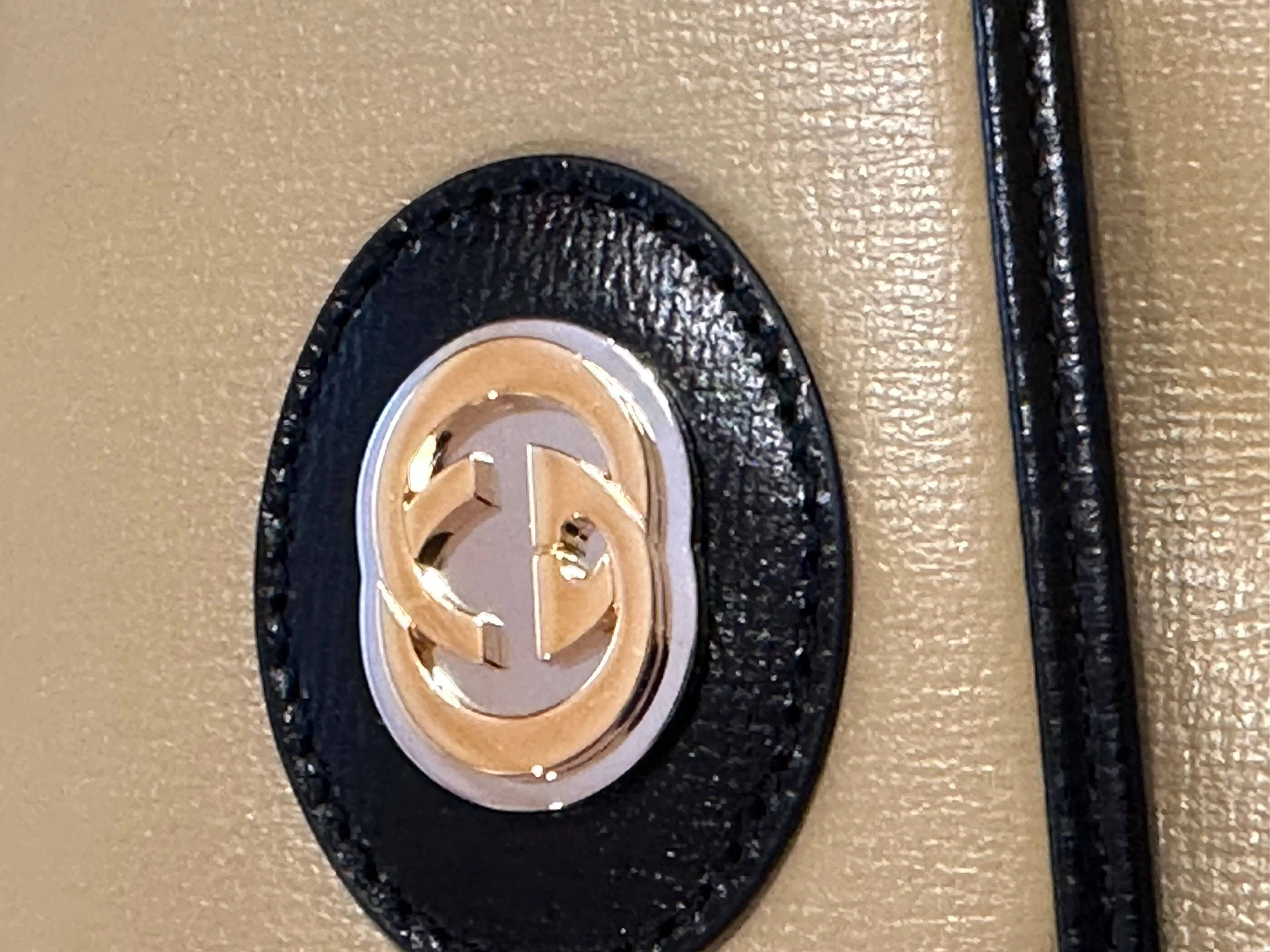 Gucci GG Motif Marina Shoulder Bag in Taupe