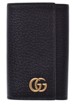 Gucci Interlocking GG Leather Key Case in Black