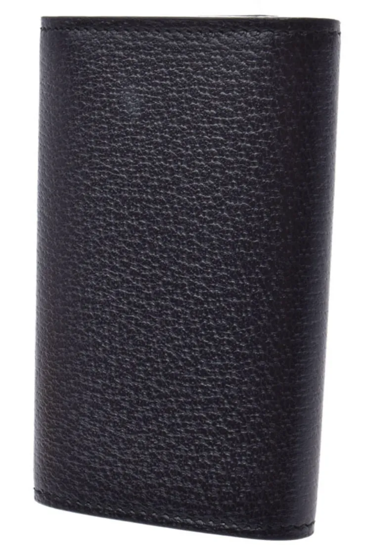 Gucci Interlocking GG Leather Key Case in Black