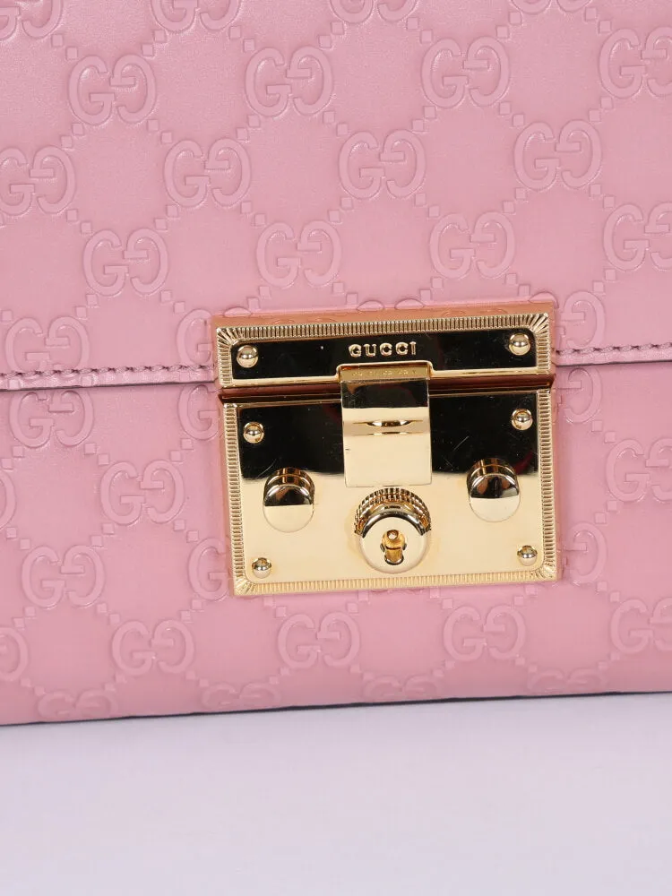 Gucci Medium Padlock Guccissima Shoulder Bag in Pink