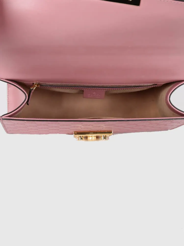 Gucci Medium Padlock Guccissima Shoulder Bag in Pink
