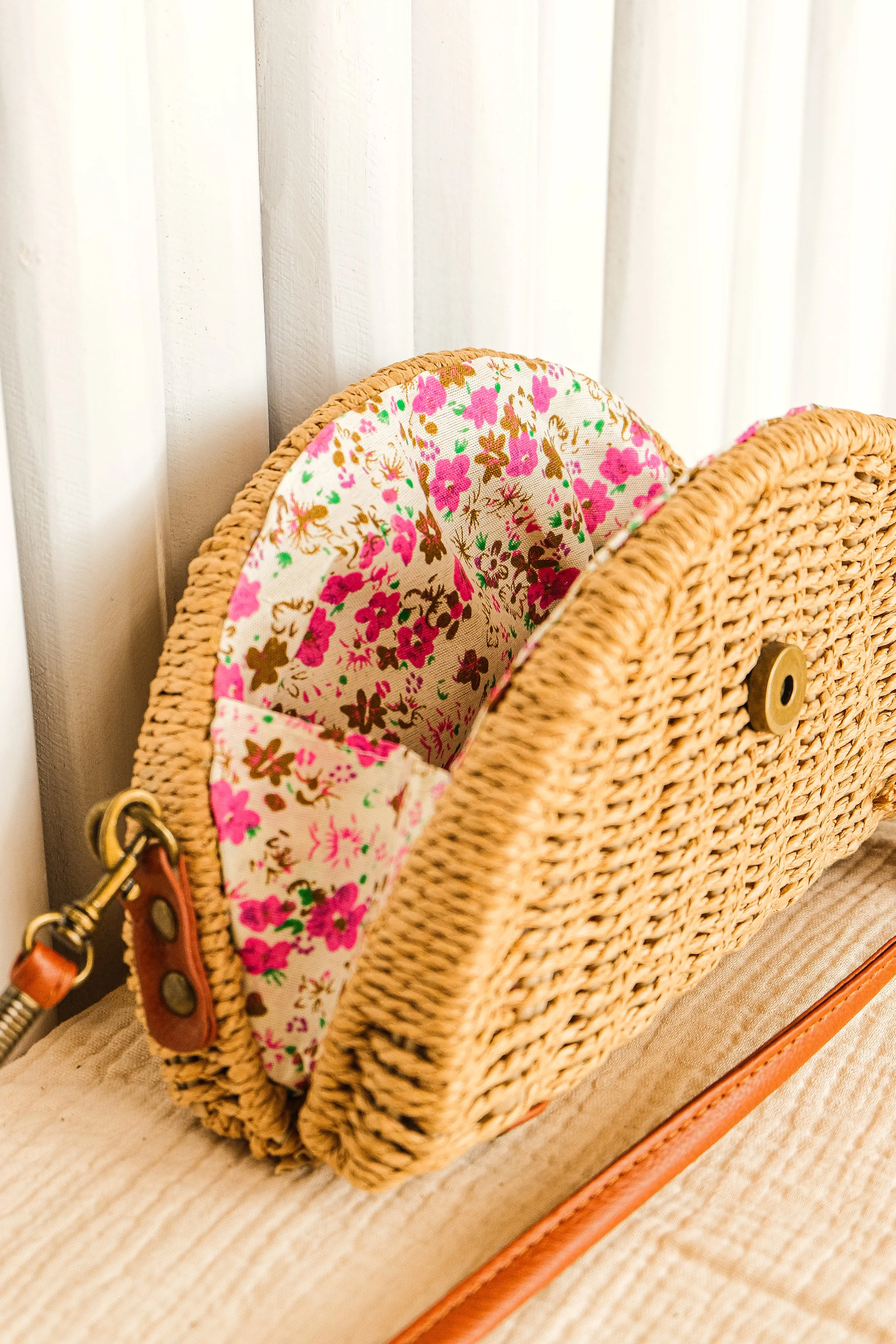 Half Moon Handwoven Straw Crossbody Bag
