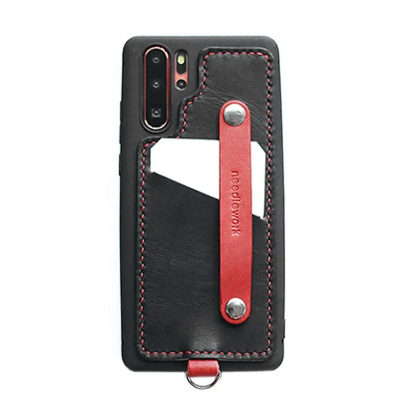 Handmade Blue Leather Huawei P30 Case with Card Holder CONTRAST COLOR Huawei P30 Leather Case