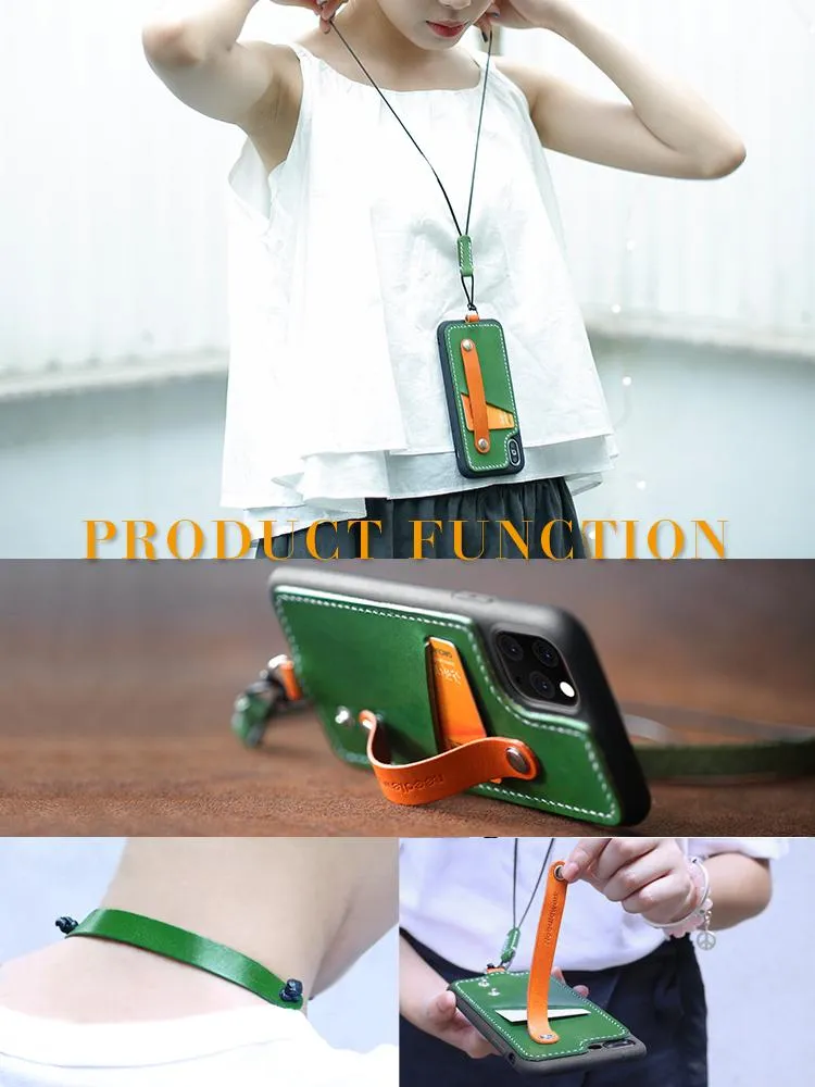 Handmade Blue Leather Huawei P30 Case with Card Holder CONTRAST COLOR Huawei P30 Leather Case
