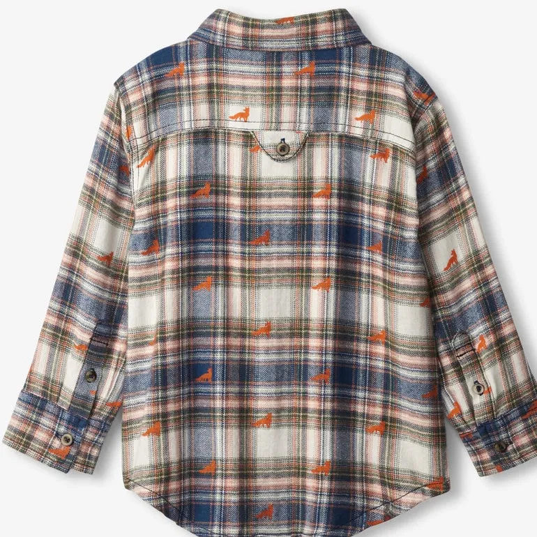 Hatley Mini Foxes Button Down Shirt - Size 5