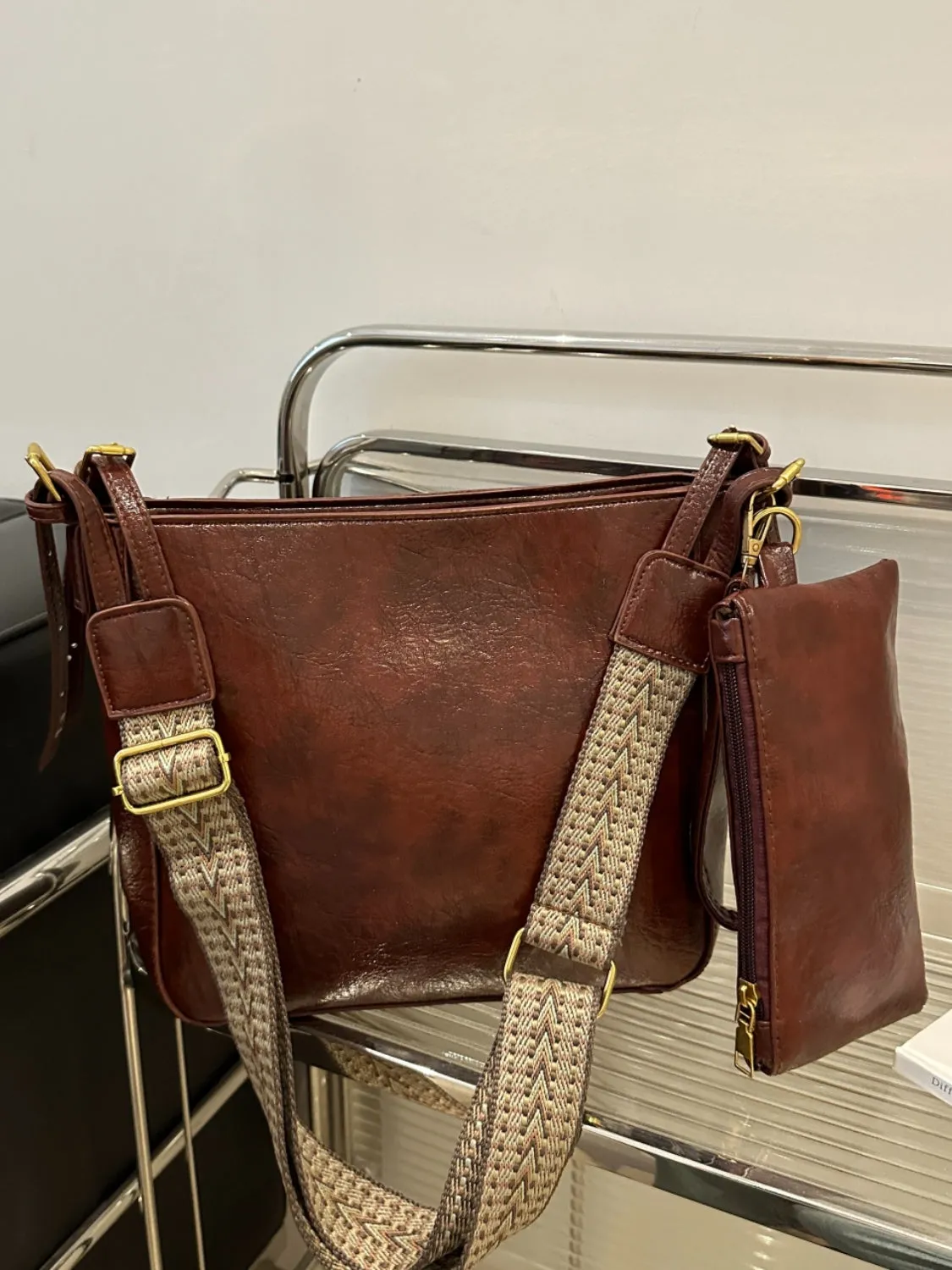 Hazel Blues® |  PU Leather Adjustable Strap Crossbody Bag with Pouch